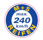 RE MS240-250 Rollenetiketten "MS-Reifen bis 240 km/h" 1 Rolle = 250 Etiketten D=30mm